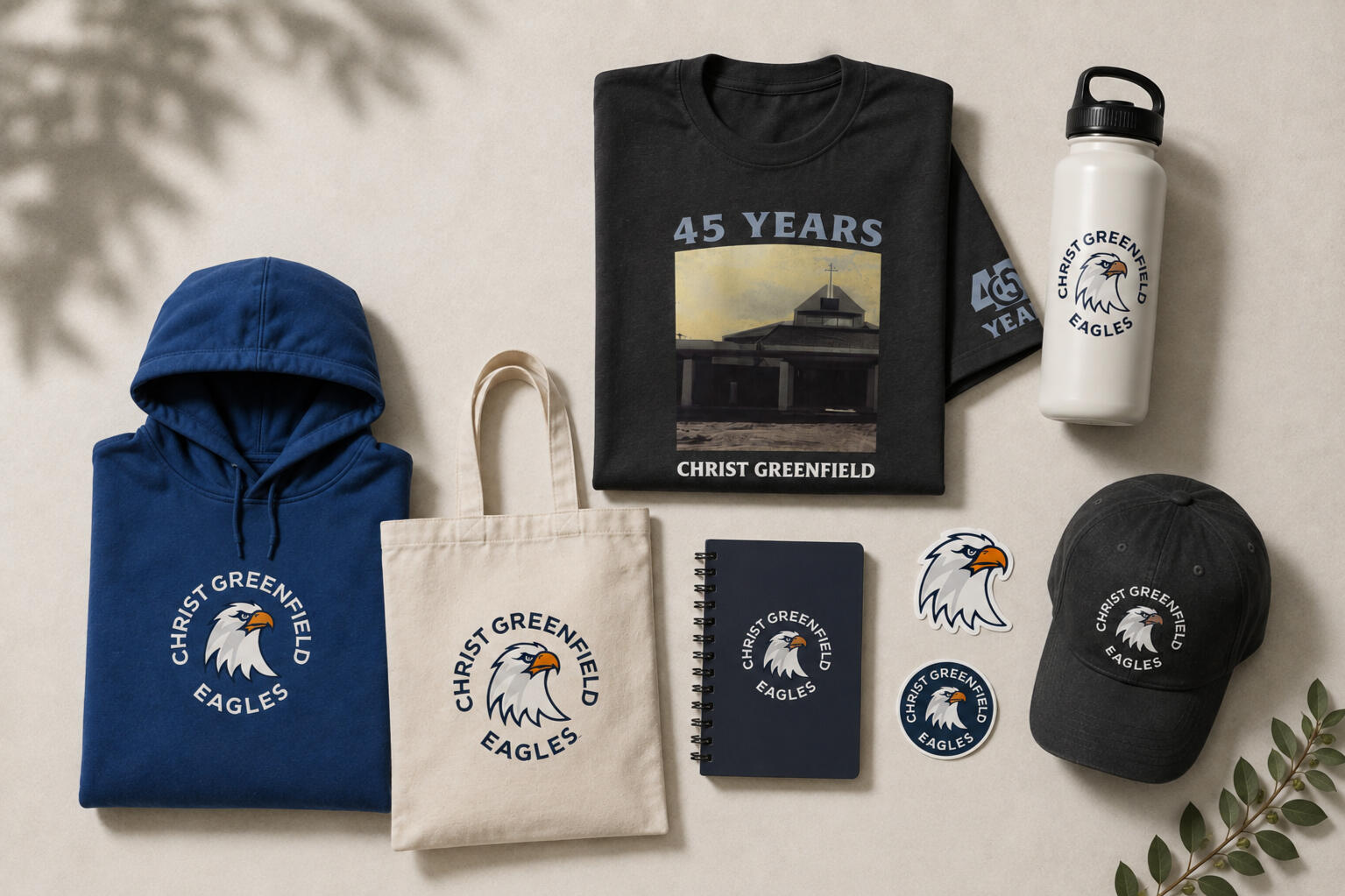 Branded merchandise and apparel for church, school, and campus communities, plus Shopify store creation and ongoing management. $6K+ in gross sales to date.