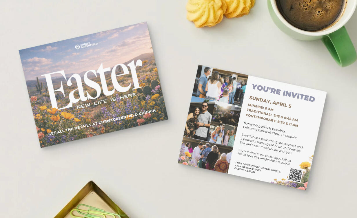 Printed invitation designed to make sharing service information simple and personal.