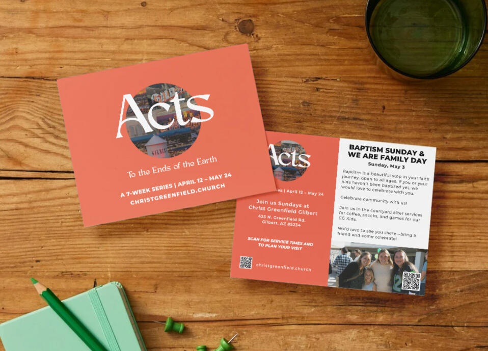Post-Easter follow-up connecting visitors to the next series and Baptism Sunday.